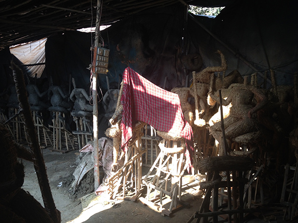 Idols in a shanty workshop, Kumartuli (Photo:Muireann Bolger)