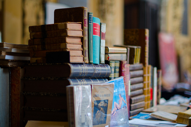 A close up of the vintage books in the Bouquinistes (Image by Fabien Lemetayer on Flickr)