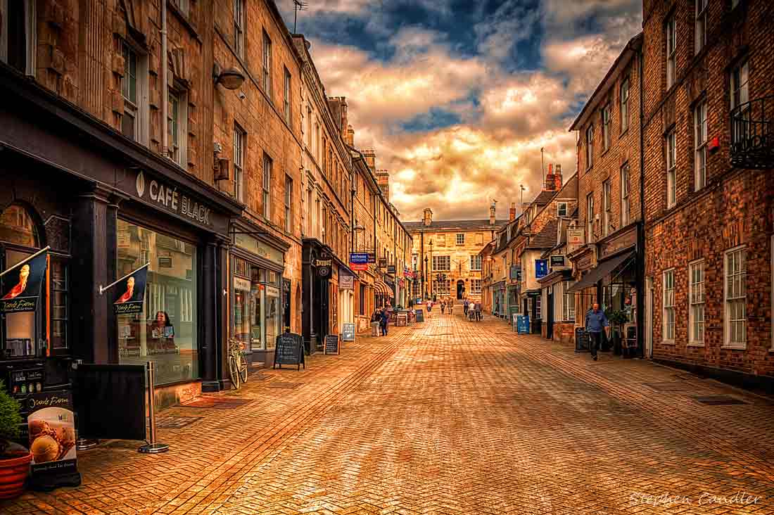 A pedestrianised street in Stamford