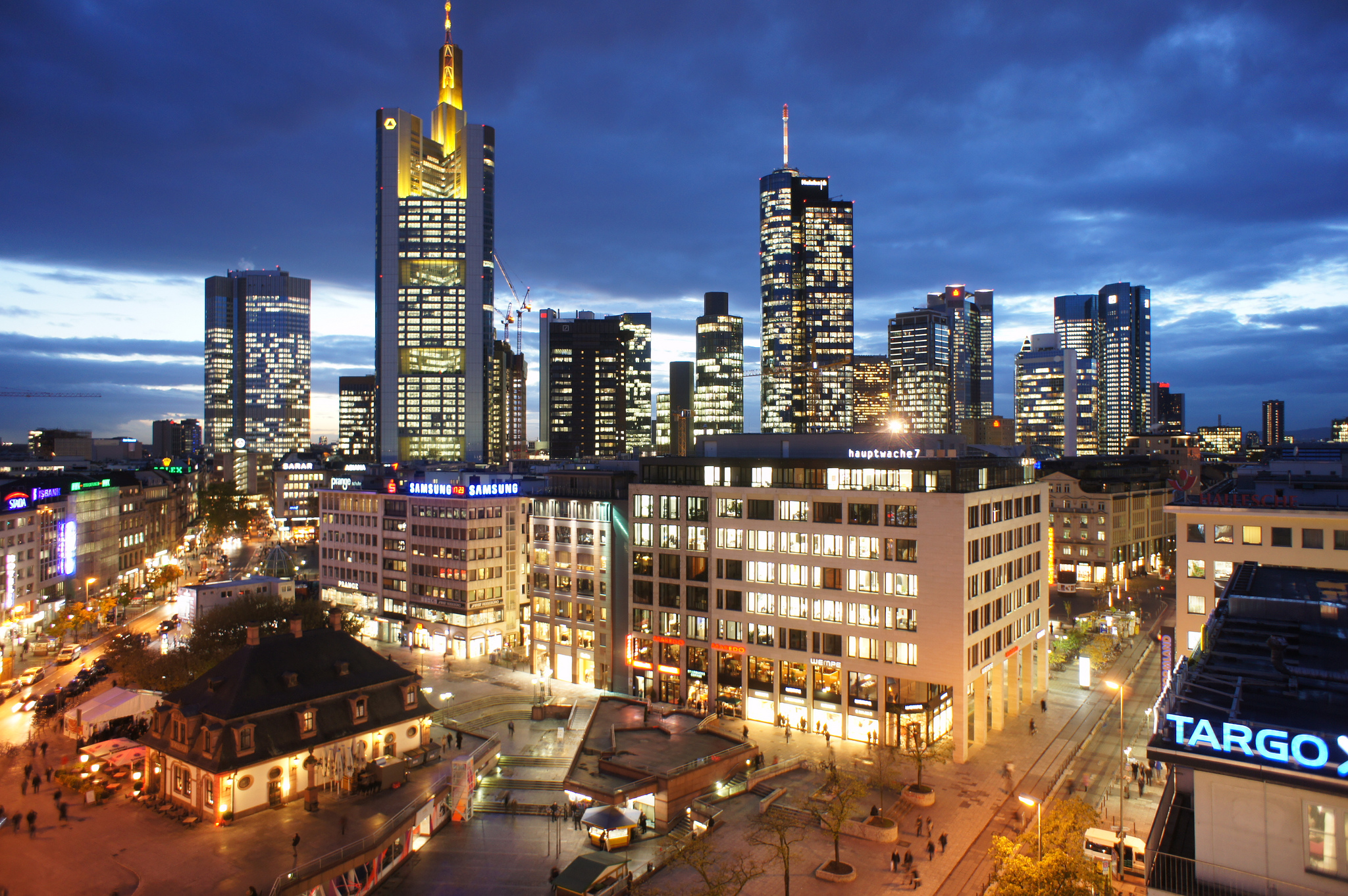 The Frankfurt skyline by night