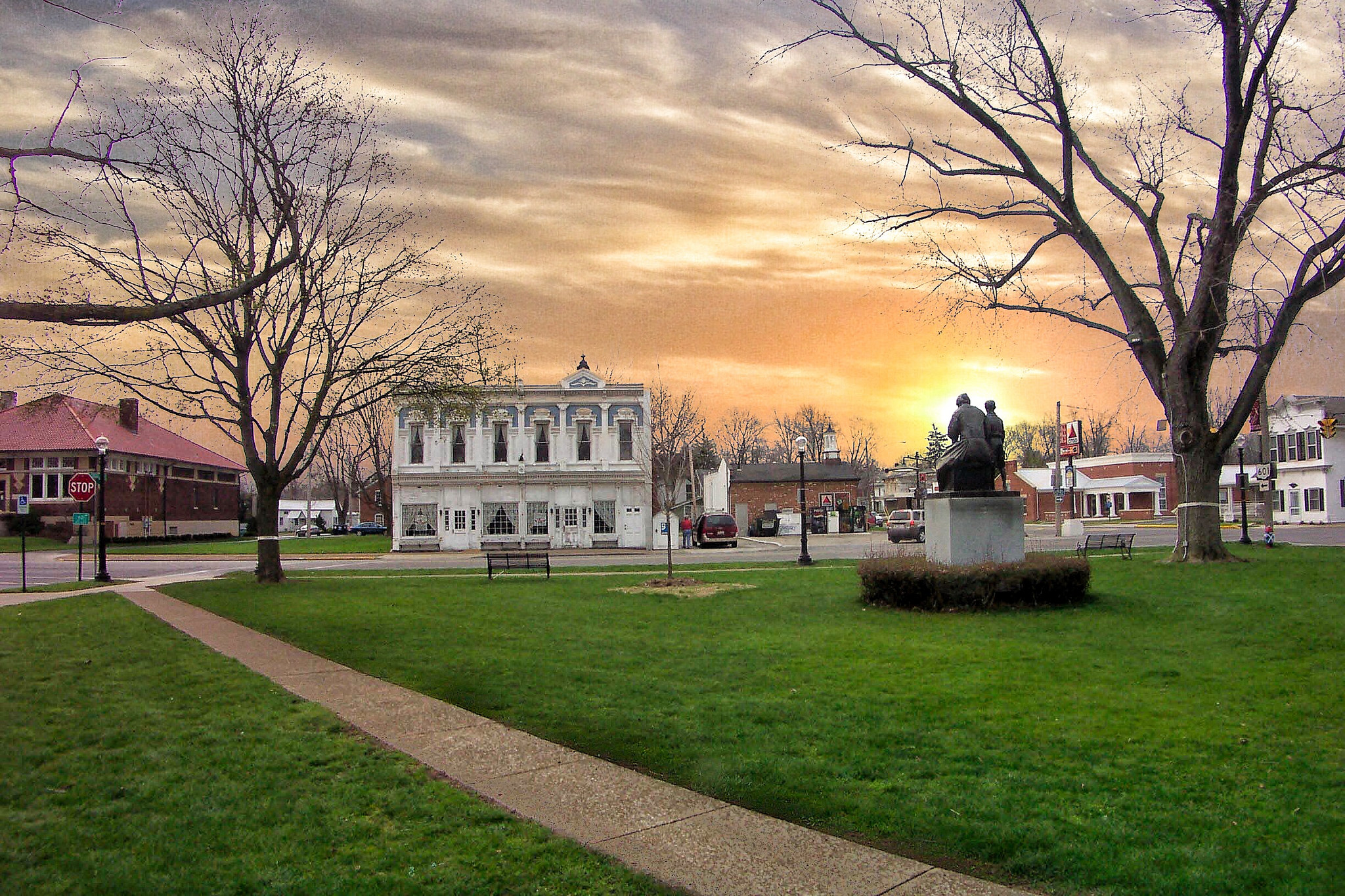 A scenic view over a village green in Ohio