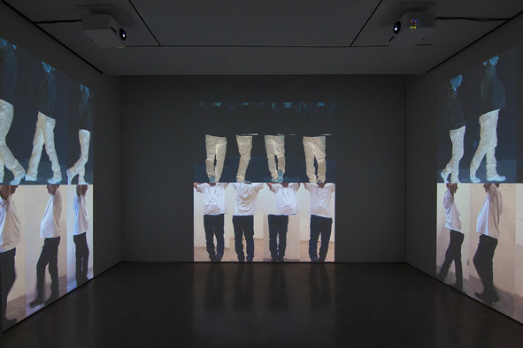 Bruce Nauman’s “Contrapposto Studies, i through vii” at Sperone Westwater (Photo: Sperone Westwater)