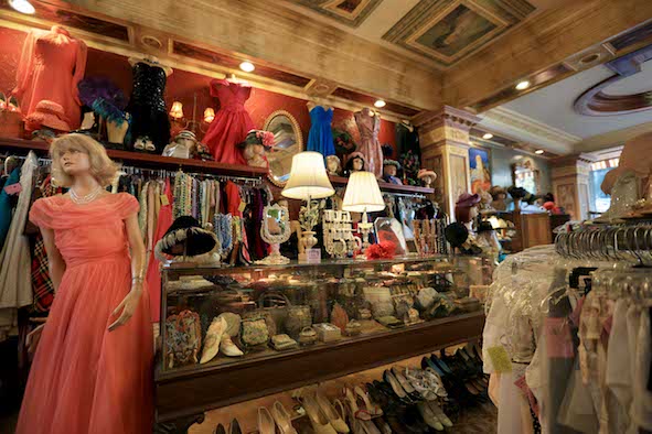 Vintage party dresses, shoes and purses are on display at Playclothes (Photo: Playclothes)