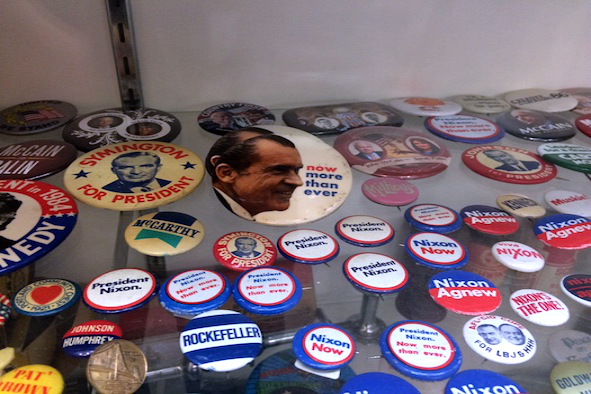 Burbank Antiques has vintage toys, games and political pins, like these from the Nixon era (Photo: Wendy Fontaine)
