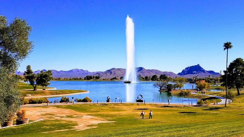 Fountain Lake And The Park Around It