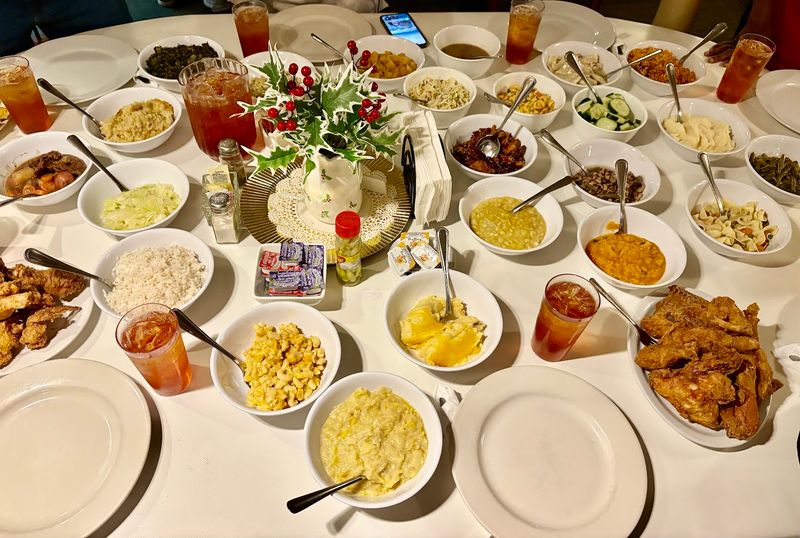 Over Twenty Side Dishes Piled High On The Table