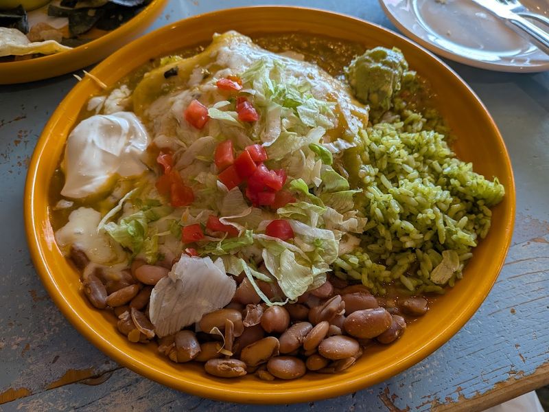 Blue Corn Enchiladas With Green Rice And Black Beans