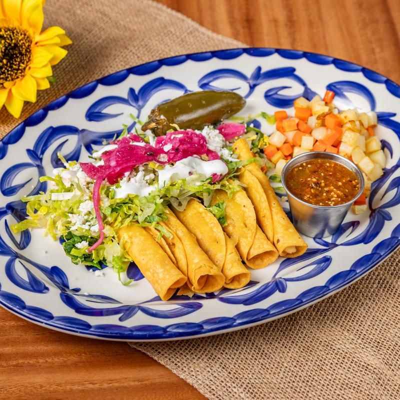 Taquitos De Frijol And Papas As A Comfort Plate