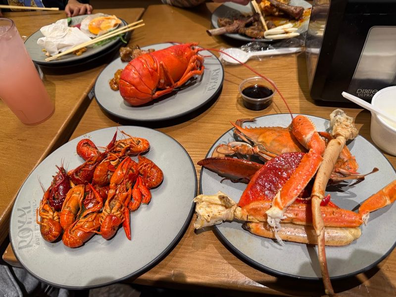 Snow Crab Legs And A Full Seafood Spread