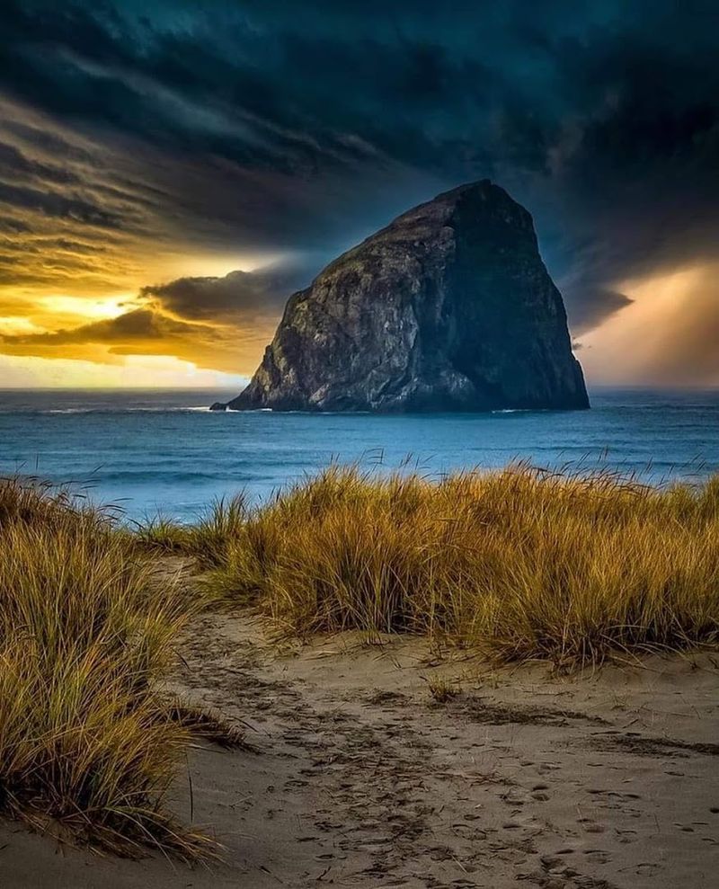 Haystack Rock Stands Watch Offshore