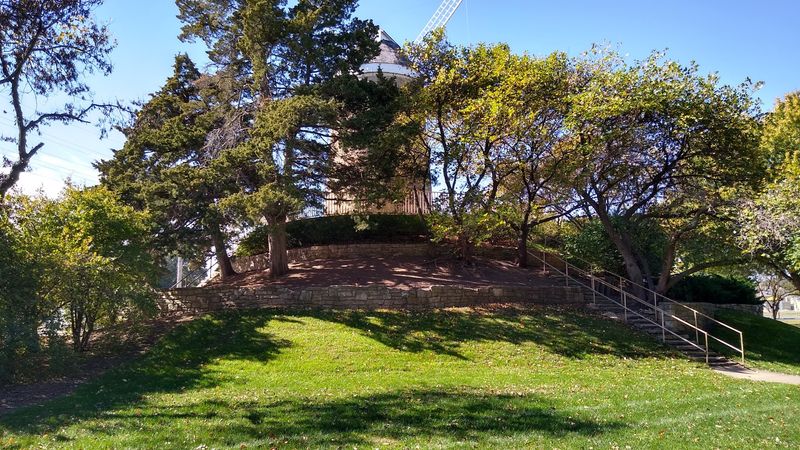 The Windmill Sits On A Raised Elevation