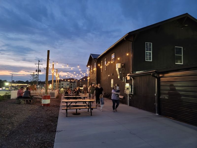 Outdoor Seating, A Fire Pit, And A Kids Play Area