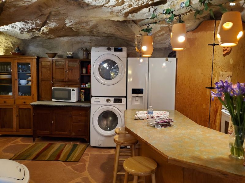 A Spacious Living Room Sits Deep Inside The Rock