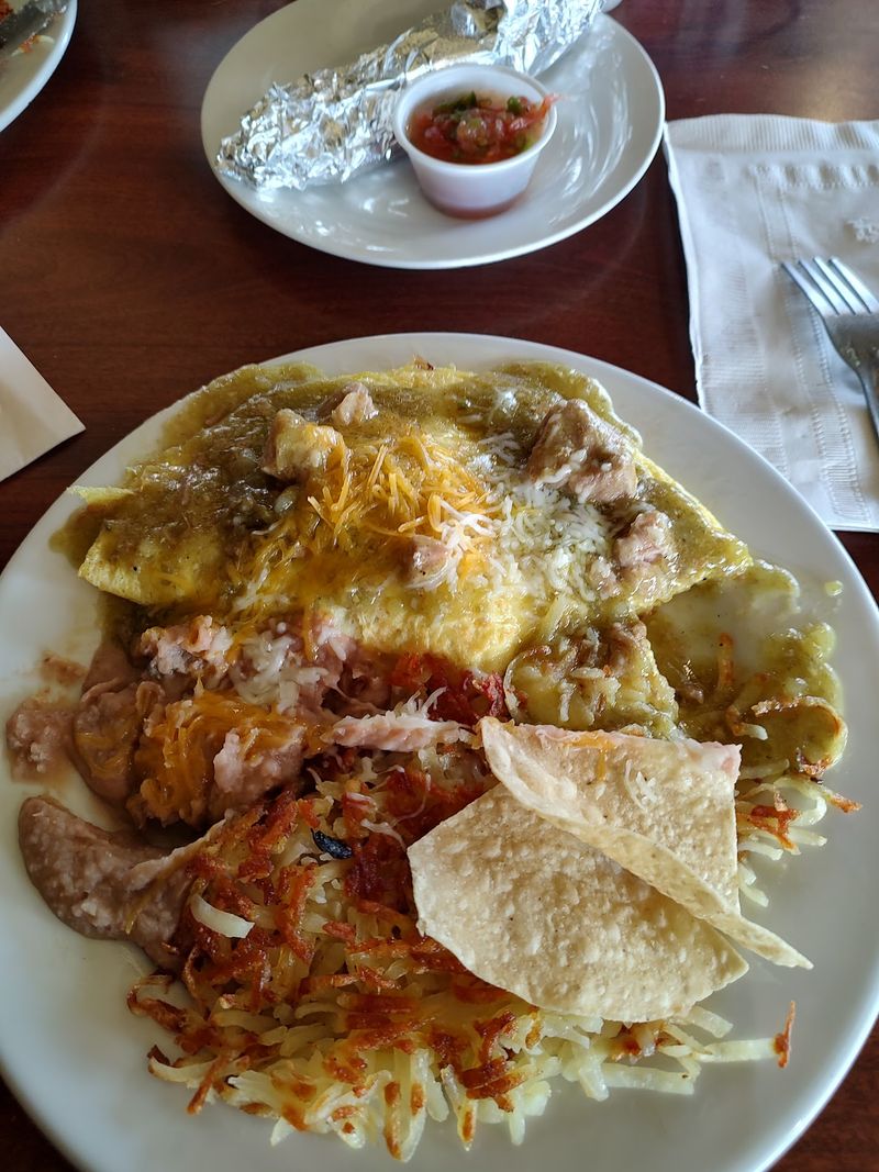 Chile Verde In Plate-Sized Tortillas