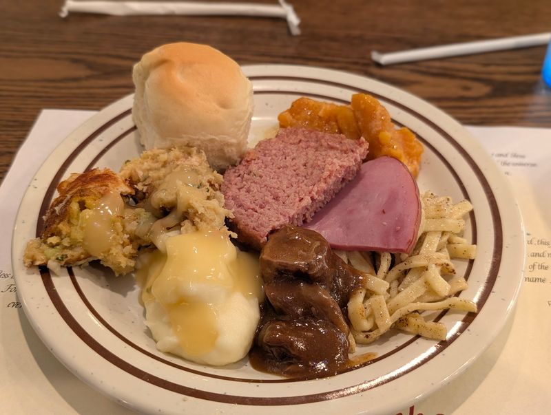 Beef Tips and Gravy Over Buttered Noodles