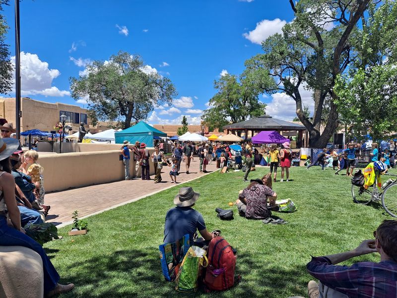 A Colorful Market Scene Beneath Wide Open Skies