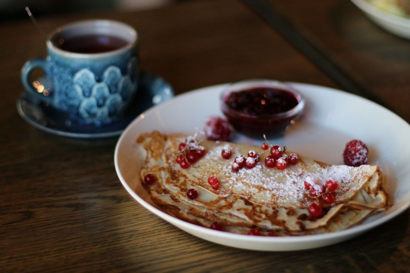 Swedish Pancakes With Lingonberry Preserves