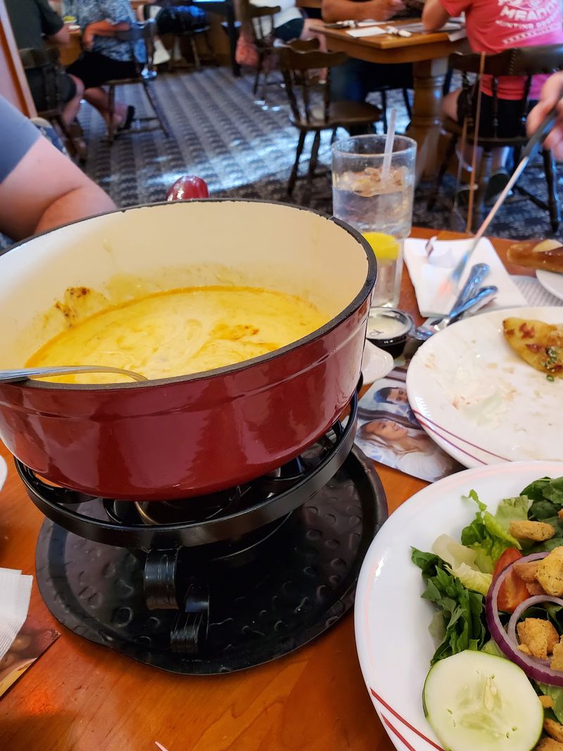 Cheese Fondue Bubbling Right at Your Table