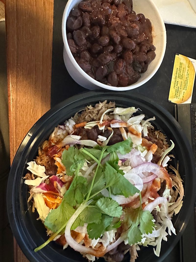 Rice, Beans, And Fresh Toppings Build Another Pulled Pork Bowl