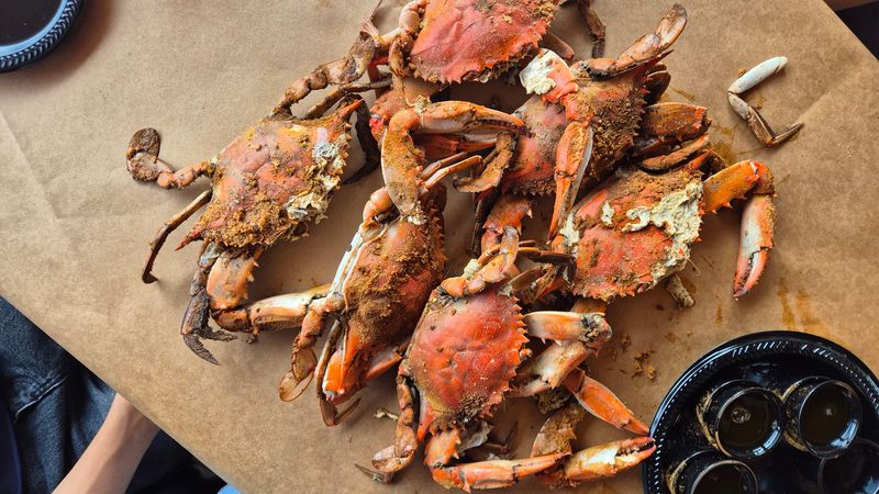 Brown Butcher Paper Turns The Table Into The Crab Tray
