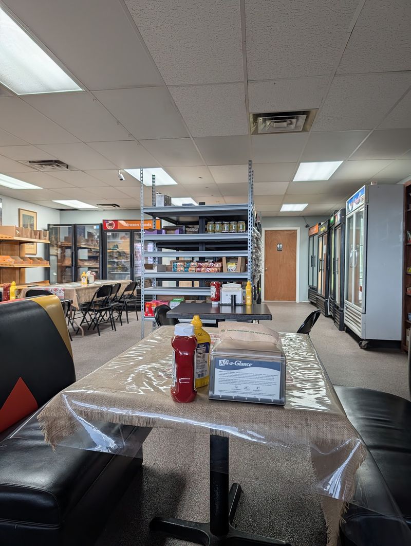 Market Shelves Wrap Around The Dining Area