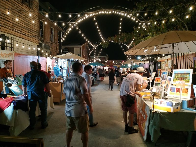 Music drifting through the market air
