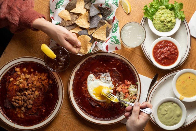 The Famous Red Chile Enchilada Plate