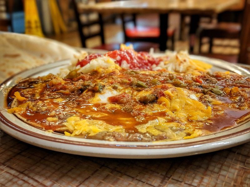 Stacked Red Chile Enchiladas Done the New Mexico Way