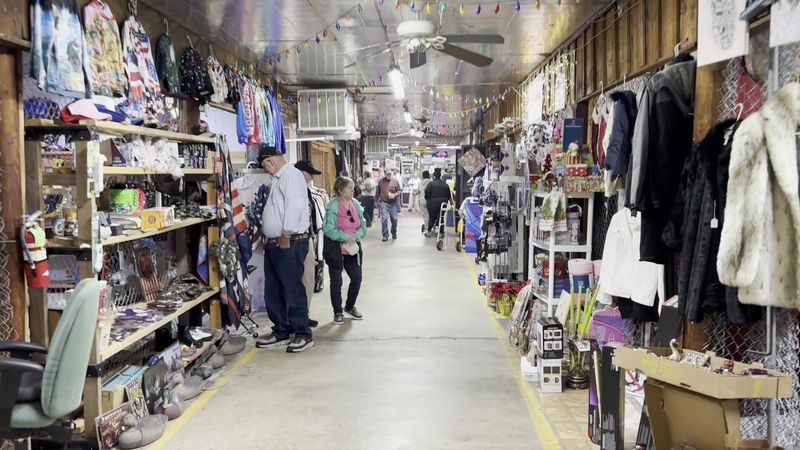 Wood-paneled market setting