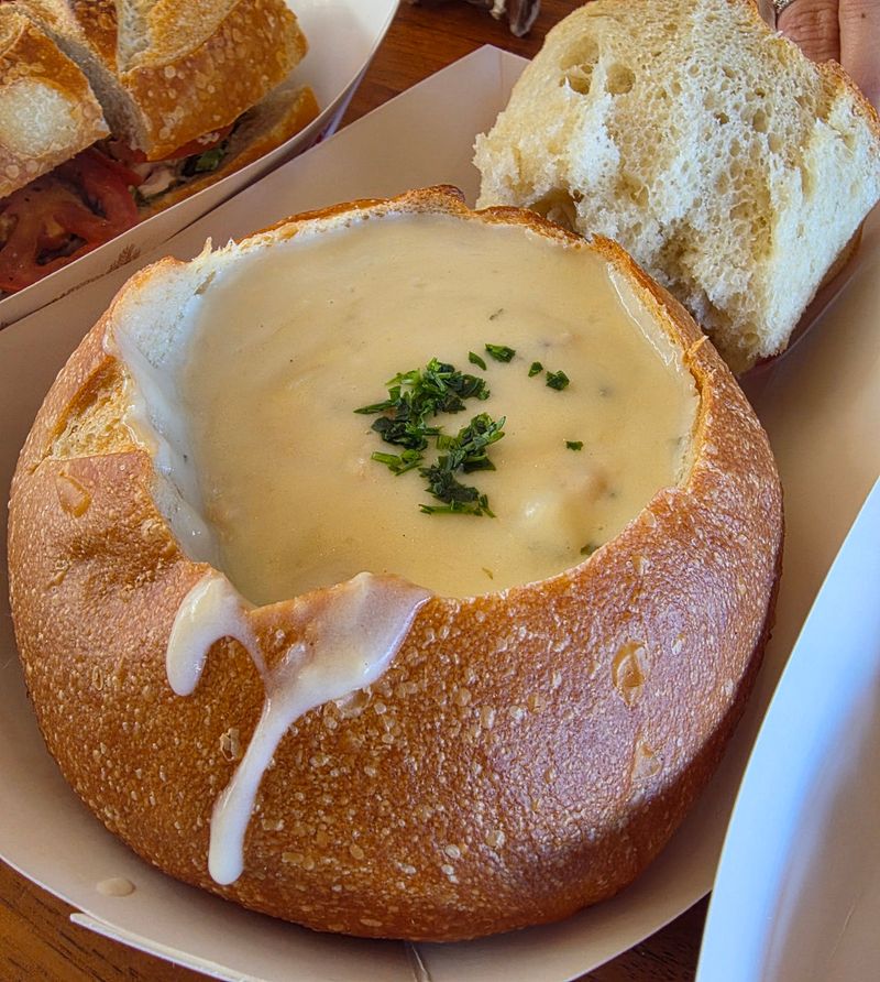 Clam Chowder in a Sourdough Bowl