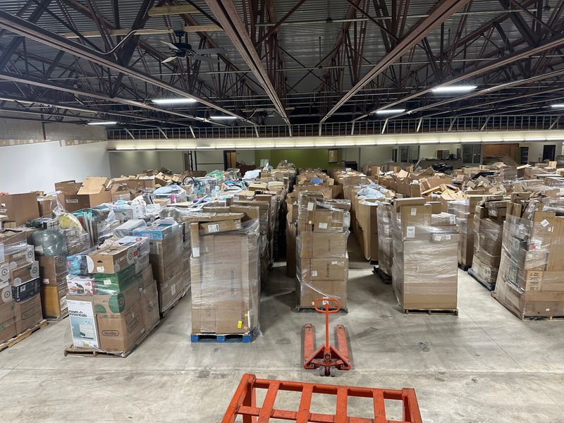 Eight-Foot Amazon Pallets Show The Scale Of The Inventory