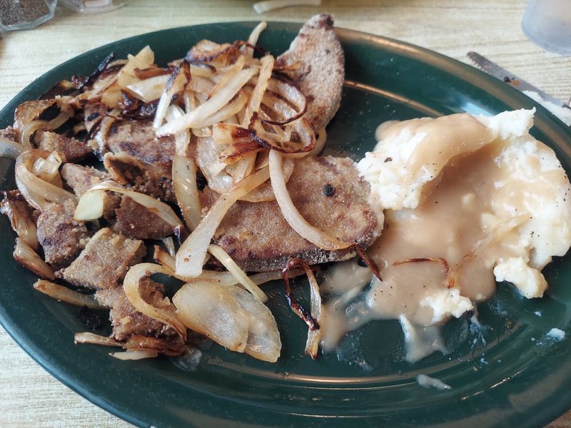 Beef Liver Comes With Grilled Onions Or Bacon