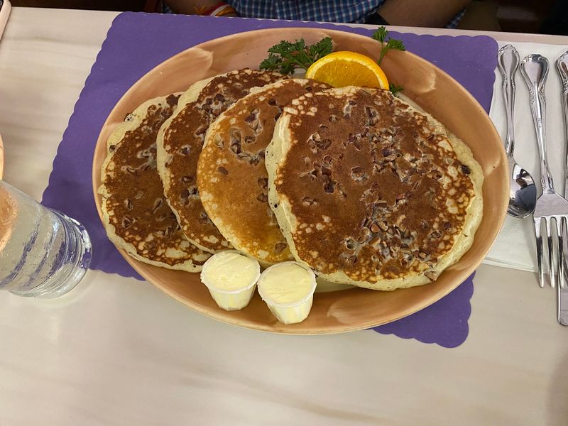 Golden Stacks of Buttermilk and Chocolate Chip Hotcakes