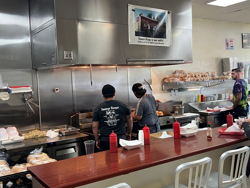 A Burger Counter Beside the Grocery Store