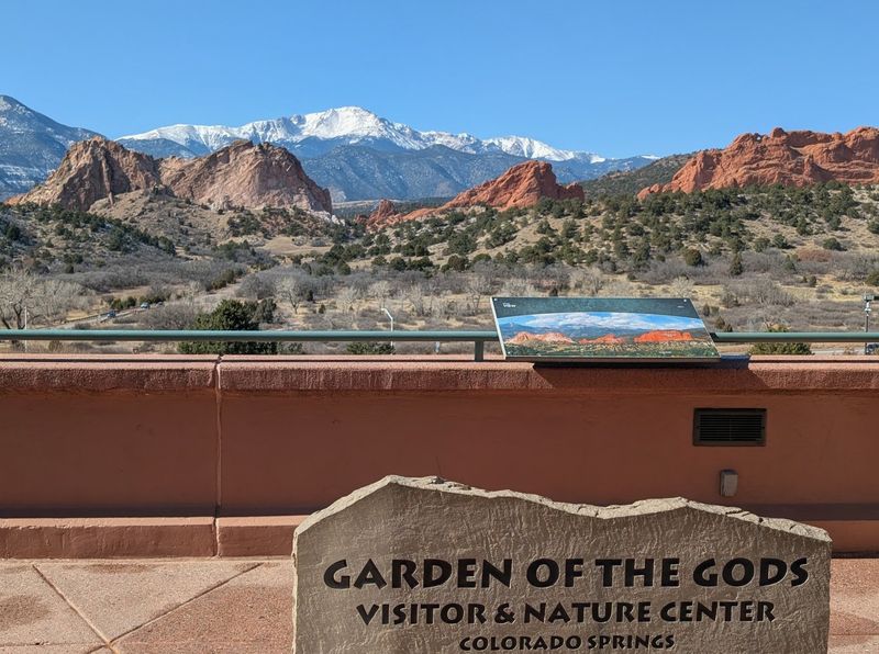 Snowy Pikes Peak Frames The Sandstone Cliffs