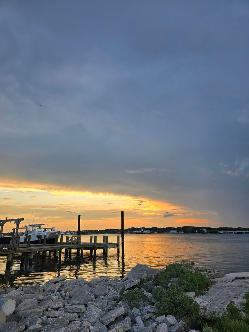 Deck Seating, Pelicans and River Sunsets