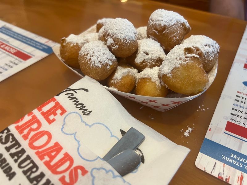 Powdered Sugar Corn Fritters on the House