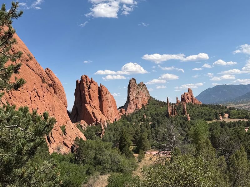 Giant Red Sandstone Towers Rise Above Colorado Springs