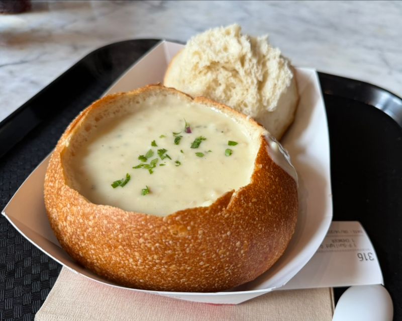 Clam Chowder in a Sourdough Bowl