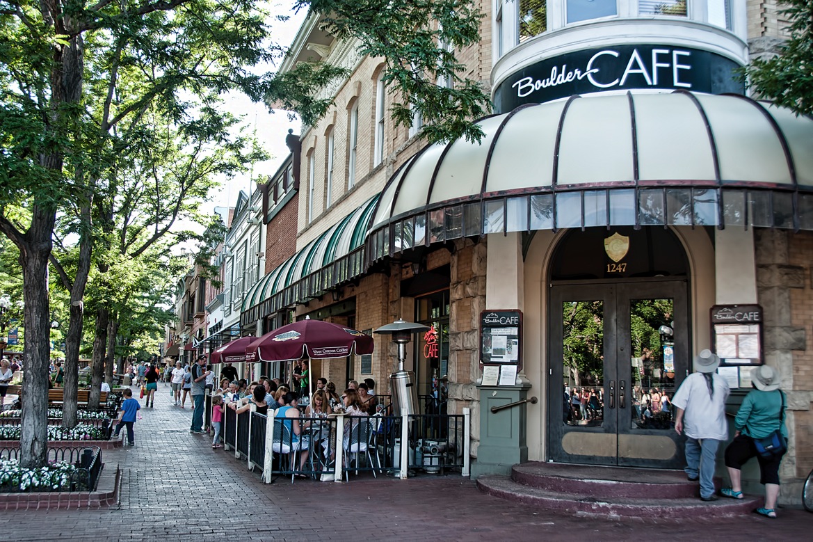 Pearl Street Mall, framed by beautifully maintained historic buildings and flower beds, is the heart and should of Boulder. Photo:  Downtown Boulder,