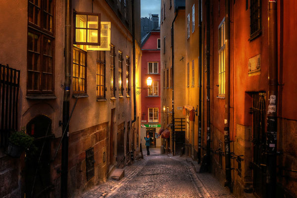 A street in Gamla Stan, the old town of Stockholm. (Photo: Pedro Szekely via Flickr)