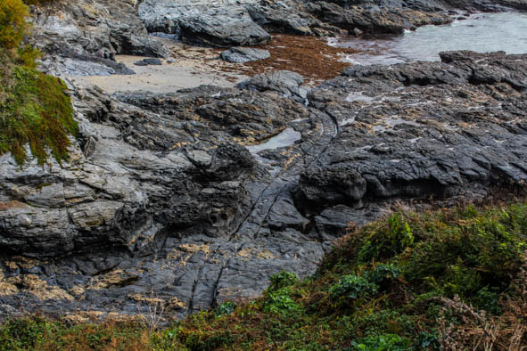 Lines in the Rock. The scars of large-scale smuggling are still evident at Prussia Cove (Photo: Paul Stafford)