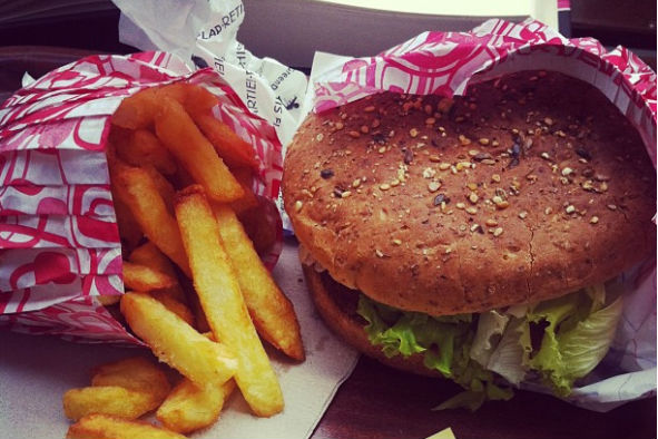 An East Side burger with fries. (Photo: Helen Alfvegren via Flickr)