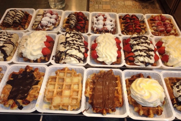 Waffles with toppings at Le Funambule, photo by Amber Z. via Yelp. 