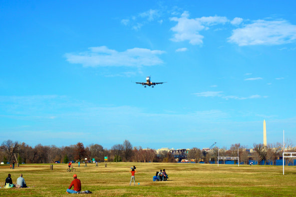 Passive Transportation in the sky, active transportation on the ground. Gravelly Point offers one of the best views of aviation in the United States