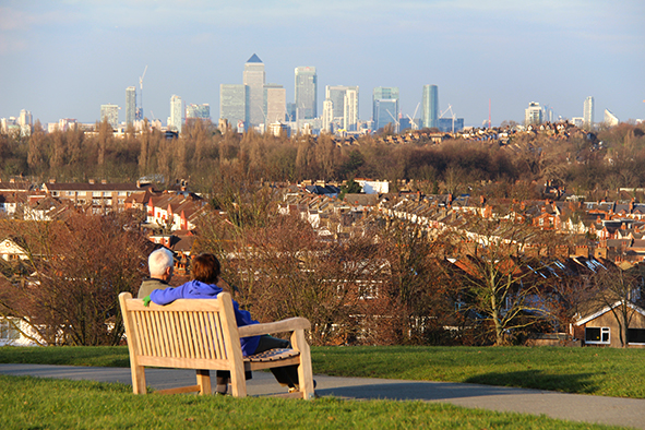 The view of Canary Wharf from Blythe Hill Fields (Photo: Paul Stafford)
