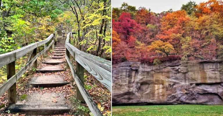 The Iowa Park Where Sandstone Cliffs Make A Simple Hike Feel So Stunning