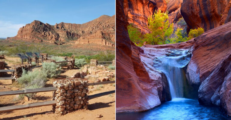 This Incredible Utah Trail Leads To Dinosaur Tracks And A Hidden Waterfall