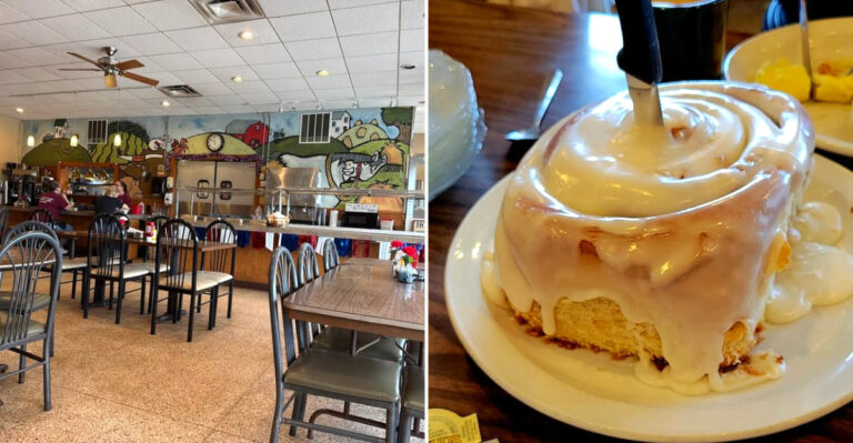 This Iowa Eatery Has A Massive Cinnamon Roll That Turns Breakfast Into An Event