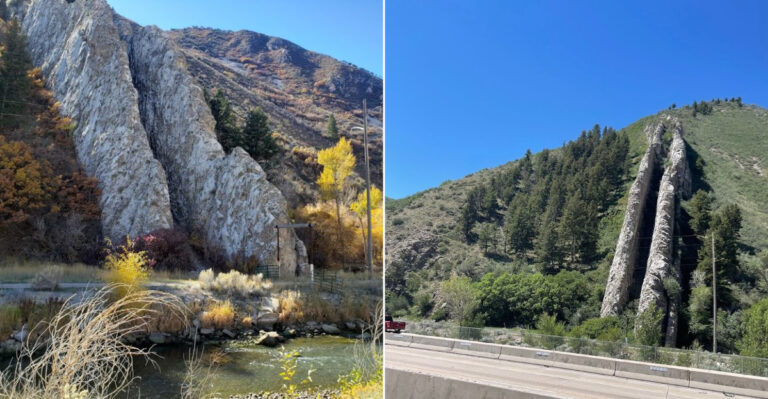 This Strange Utah Landmark Looks Like A Massive Slide Cut Into The Mountainside